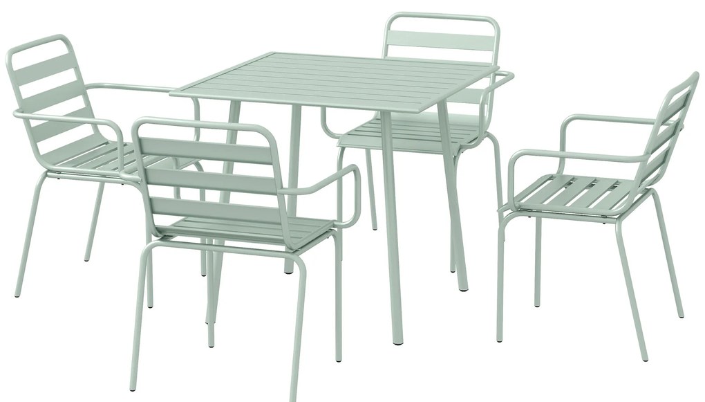 Outsunny set de masă de 5 piese pentru grădină, mobilier exterior rezistent la intemperii, 80x80x74 cm, verde | Aosom Romania