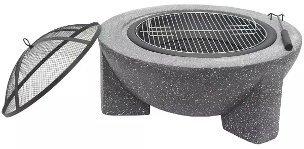 Focar portabil cu grătar, 79,5 x 38 cm, negru/granit închis