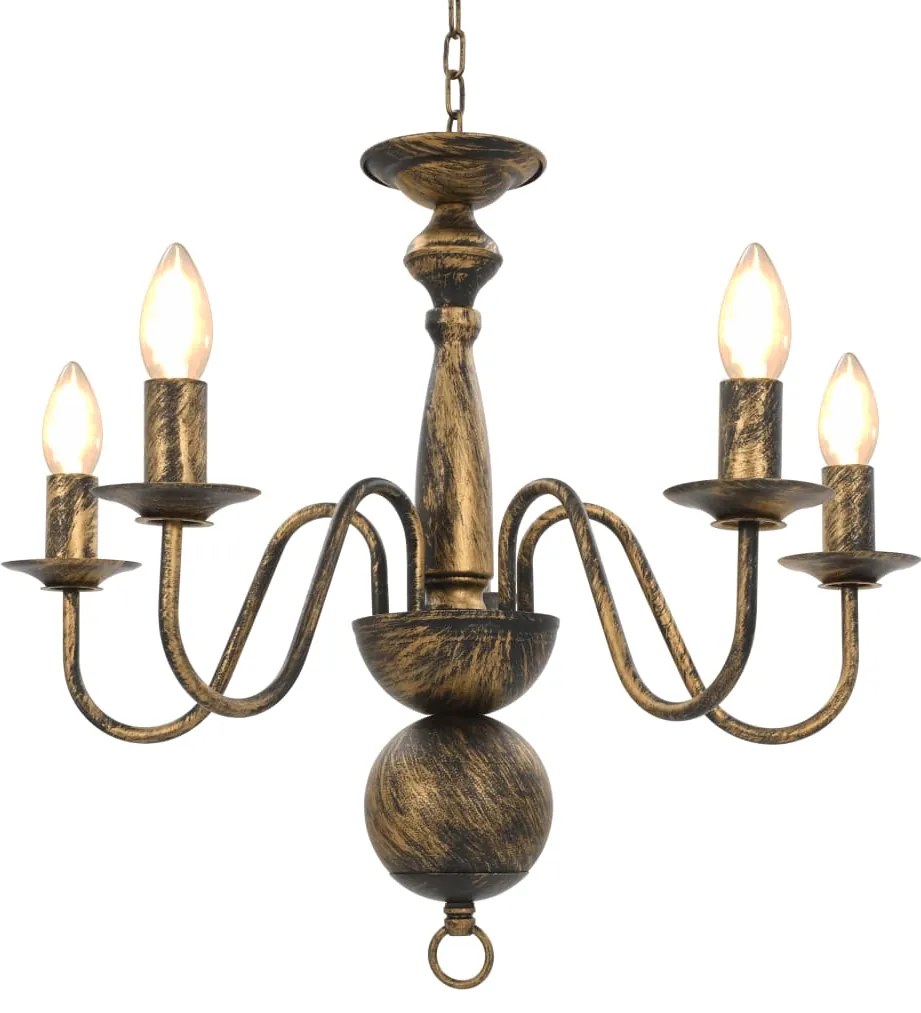 vidaXL Candelabru antichizat, negru, 5 becuri E14
