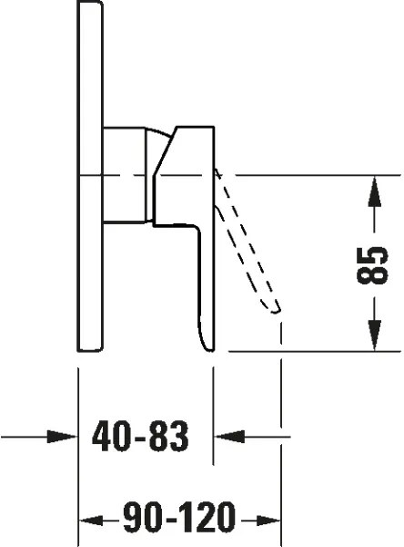 Duravit DC4210010046 - Baterie de duș pentru instalare încastrată D-CODE, negru mat