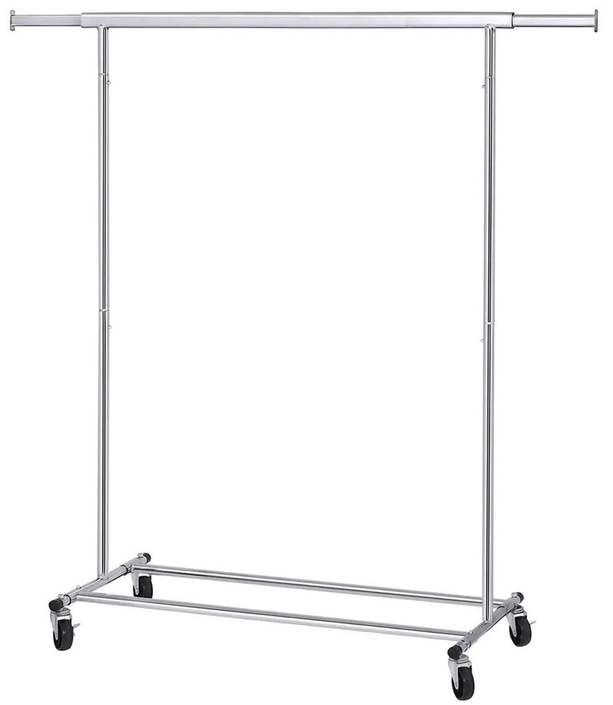 Suport mobil cu roti pentru haine, Songmics, reglabil, metal, argintiu, max 90 kg, 92x45.4x160 cm