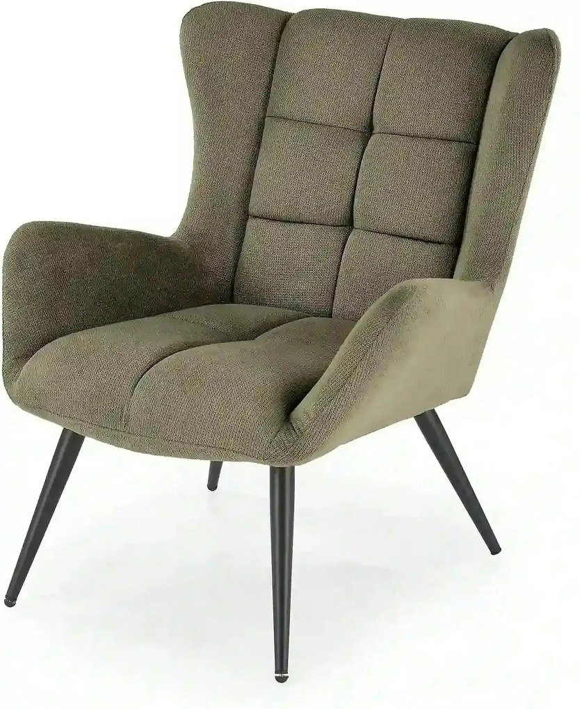 Fotoliu BYRON, stofa clasica verde olive - Vardo 74, 75x85x92 cm