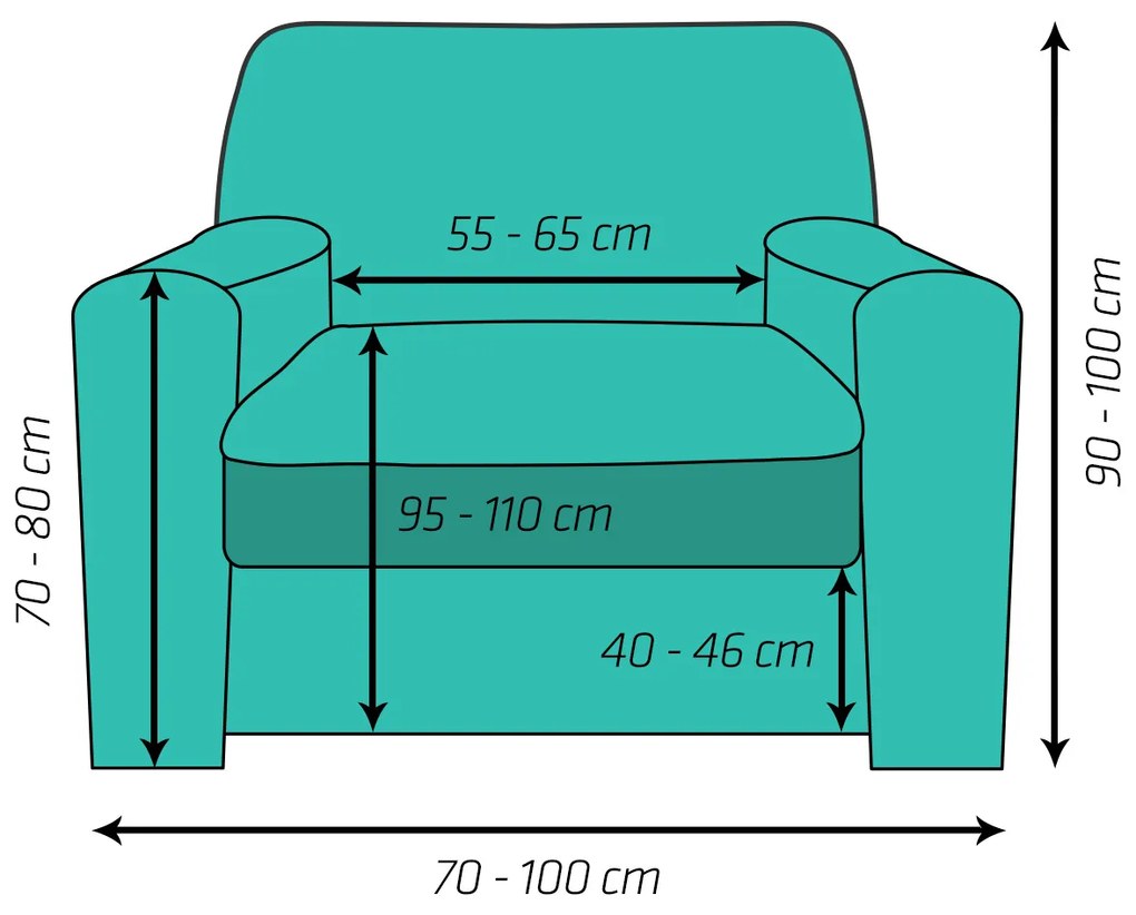 Husă multielastică 4Home Comfort Plus pentru fotoliu, albastră, 70 - 110 cm, 70 - 110 cm