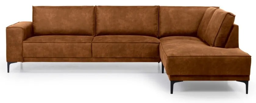 Colțar maro coniac cu tapițerie din imitație de piele (colț pe partea dreaptă) Copenhagen – Scandic