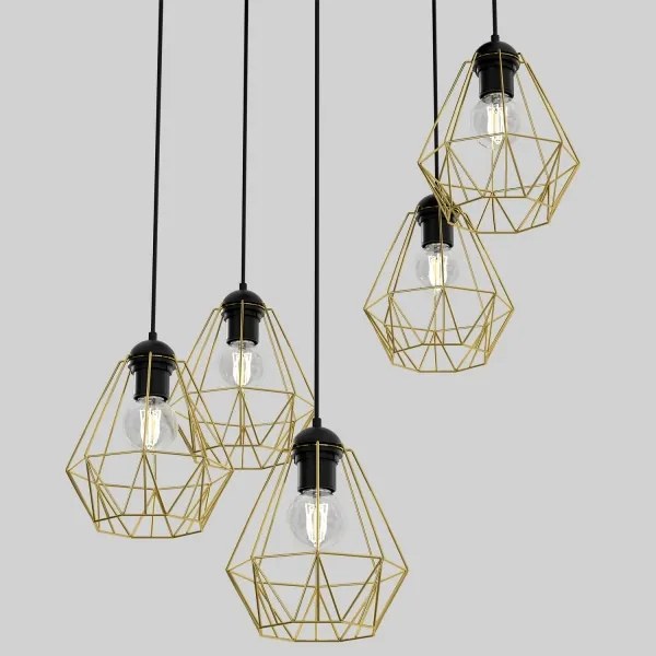 Lustră pe cablu BERGEN 5xE27/60W/230V neagră/aurie