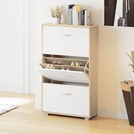 Deuba Dulap pantofi 115x60x24 cm - stejar/alb
