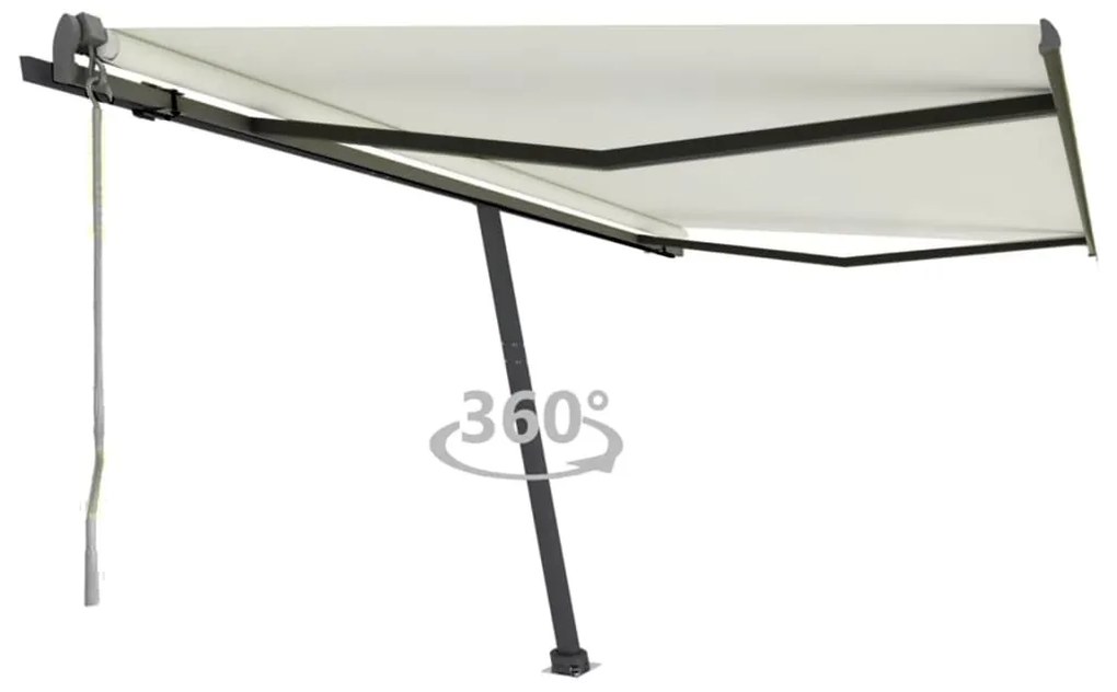 vidaXL Copertină autonomă retractabilă automat, crem, 400x350 cm