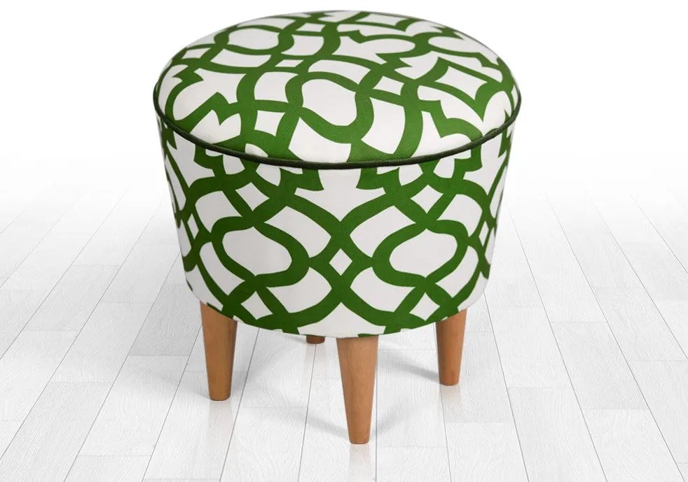 Taburet tapițat Moss - Green, White