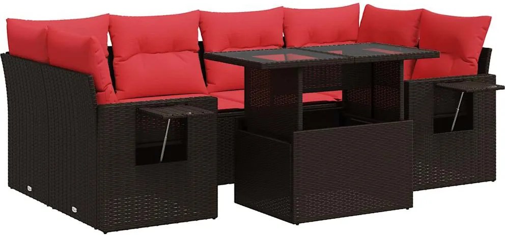 vidaXL Set canapele grădină cu perne 7 piese maro poliratan/lemn acacia