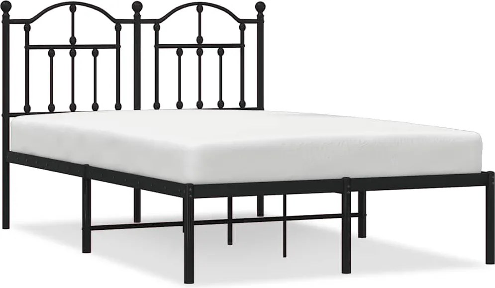 vidaXL Cadru de pat metalic cu tăblie, negru, 120x190 cm