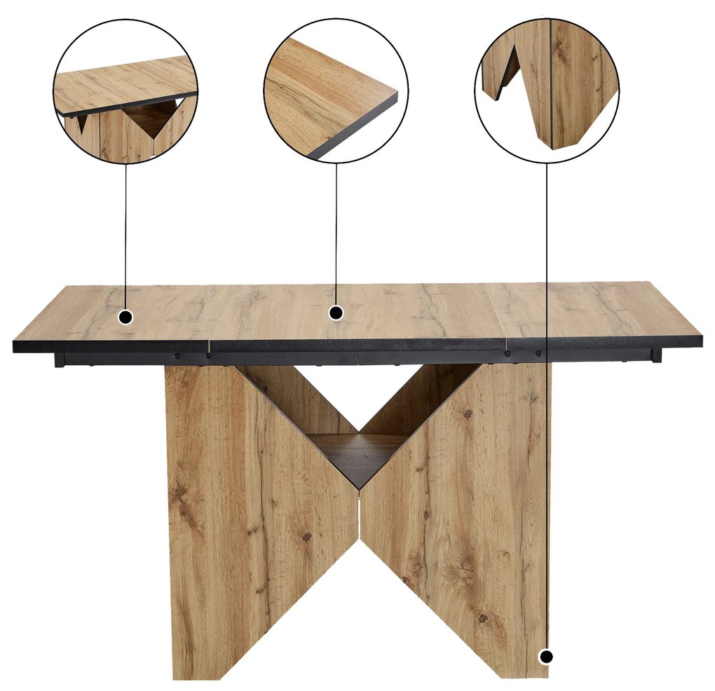 Masă de sufragerie modernă cu model de fibre de lemn, Maro deschis | Aosom Romania