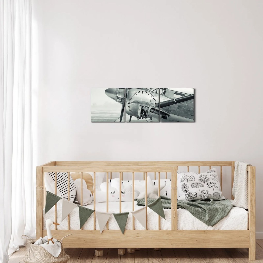 Tablou - Avion (cu ceas) (90x30 cm)