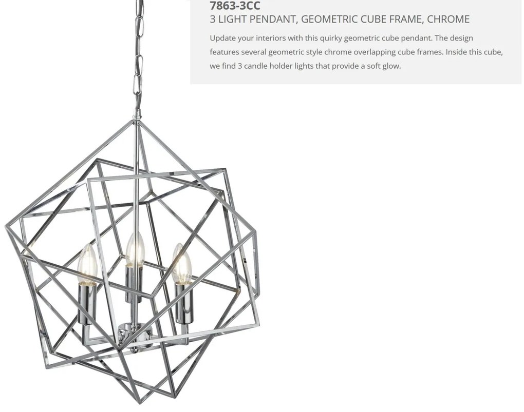 Lustra moderna design geometric Cube 3L crom 7863-3CC SRT
