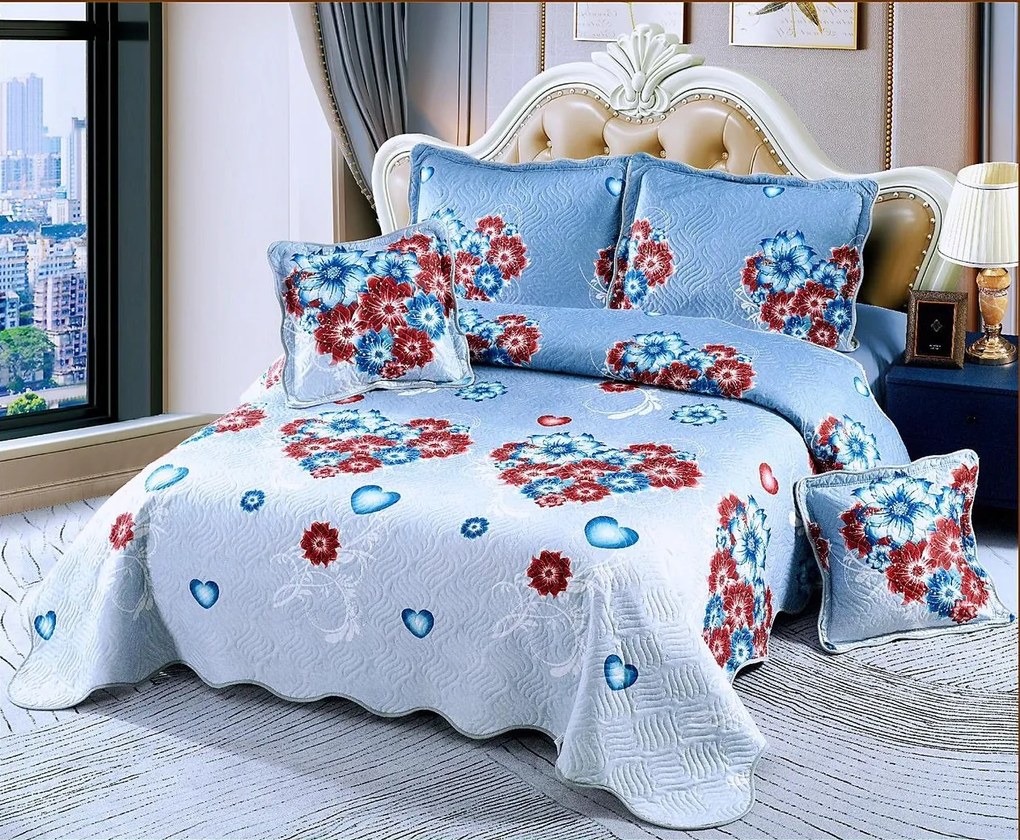 Cuvertura bumbac 100%, 5 piese, pat 2 persoane, 230x250 cm, CB119