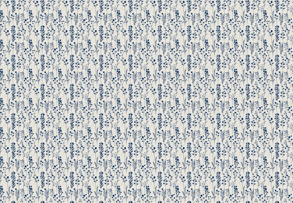 Fototapet - Flori albastre cu model (147x102 cm)