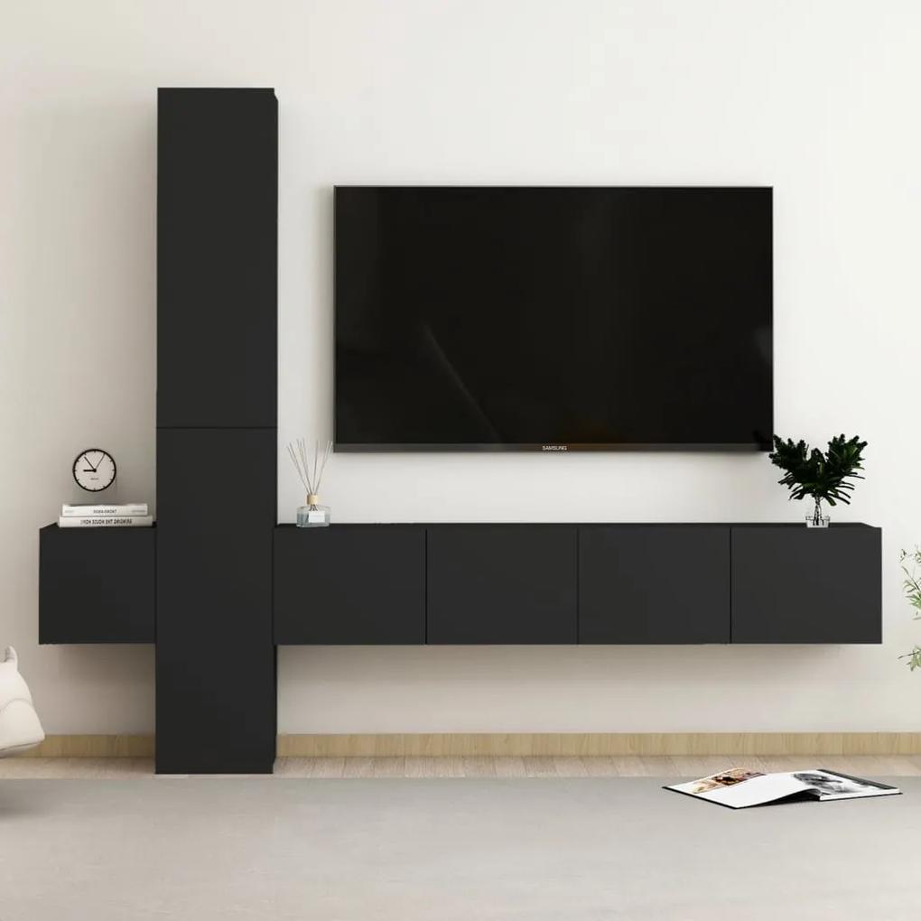 3078760 vidaXL Set dulapuri TV, 5 piese, negru, lemn prelucrat