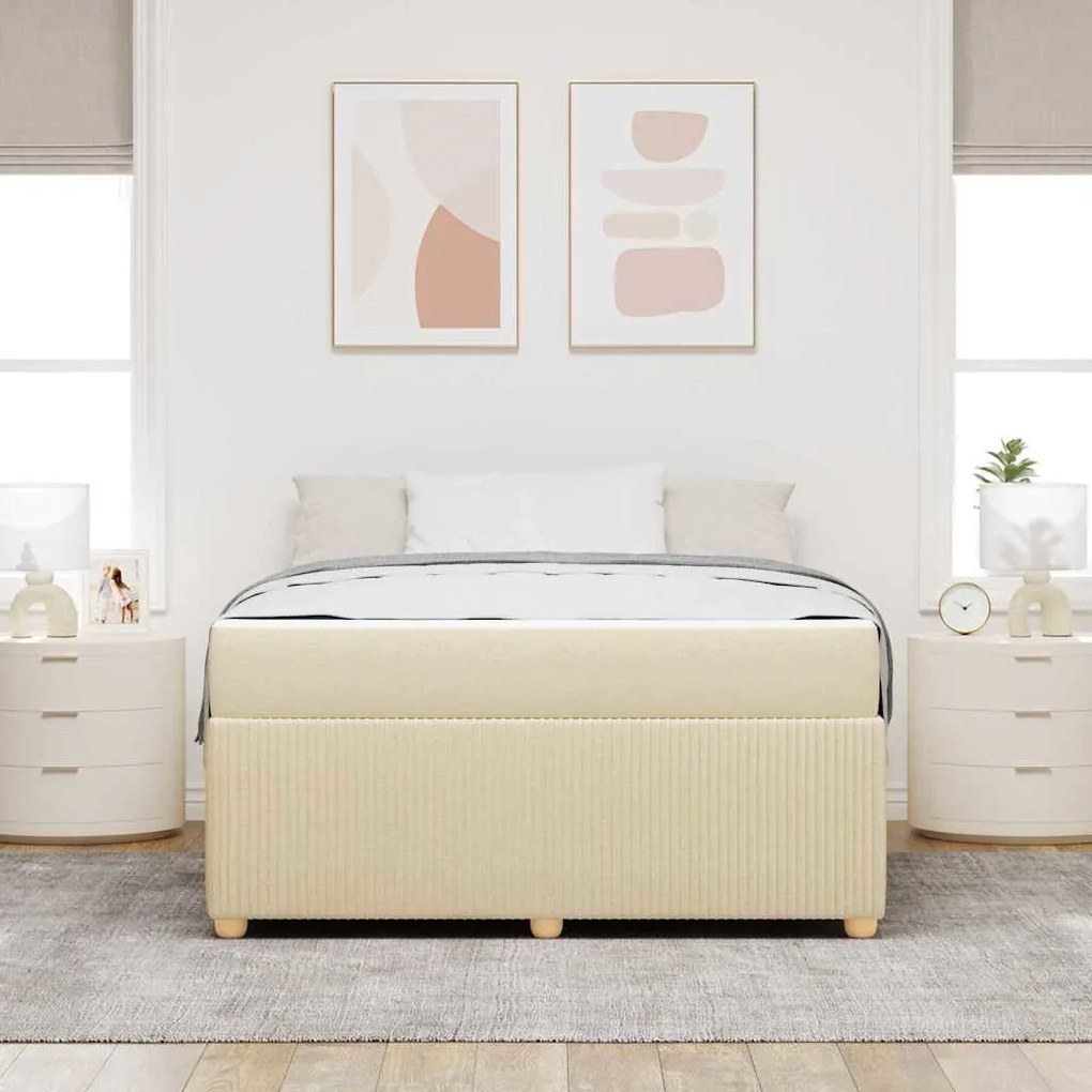 vidaXL Cadru de pat Altele Crem 160 x 200 cm țesătură