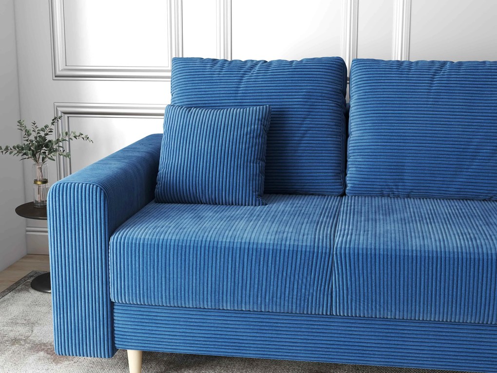 Canapea extensibilă dumonde cu ladă de depozitare si sezut confortabil din spuma high-density, Kronos Zoom Albastru 210x100 cm