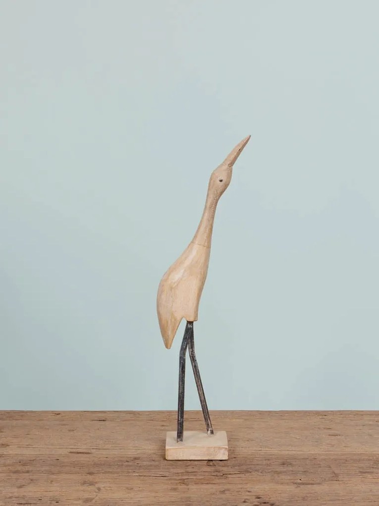 Decoratiune in forma de pasare, din lemn reciclat, H67 Wooden Bird