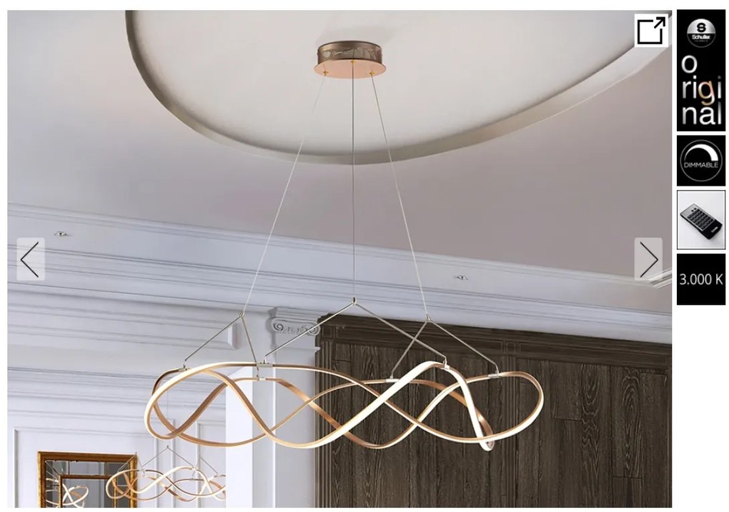 Lustra LED dimabila cu telecomanda design XL ultra-modern Molly auriu roze 110cm