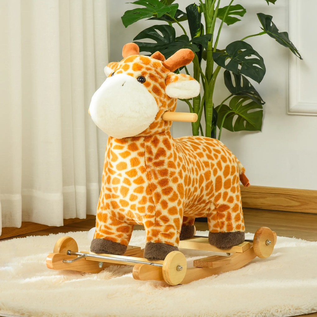 HOMCOM Girafă Balansoar, Leagăn Copii 3-6 Ani, Jucărie Educativă, 63x38x63cm | Aosom Romania