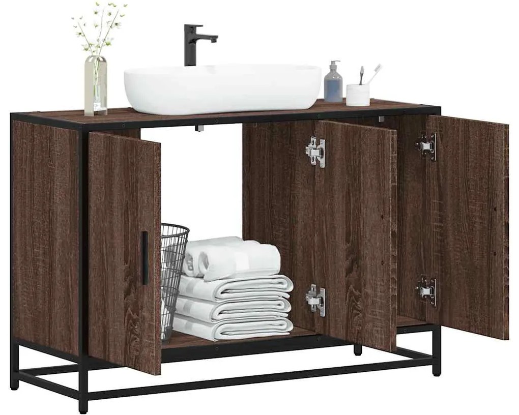 vidaXL Dulap pentru chiuvetă de baie stejar maro 90x33x60 cm lemn
