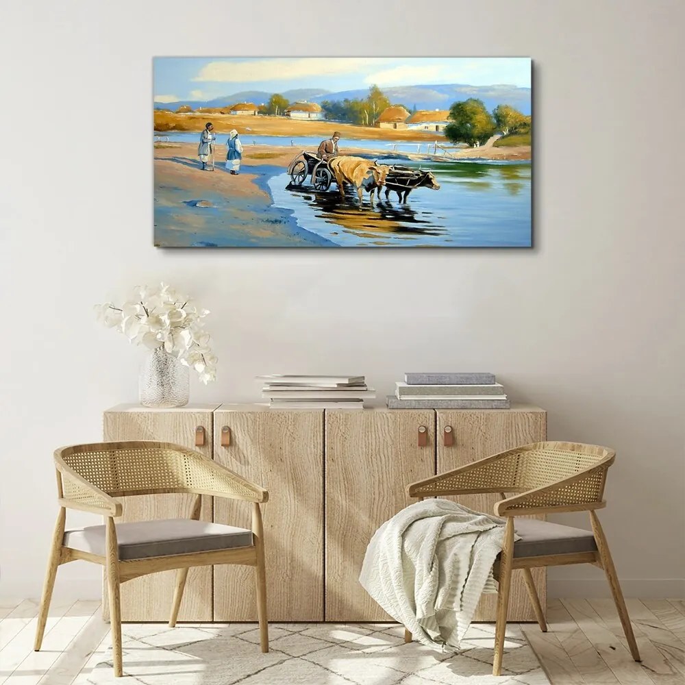 Tablou canvas colibă ​​de râu sătenilor din sat