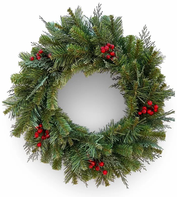 Coroniță Decorativă de Crăciun cu Brad, Ferigă și Măceșe