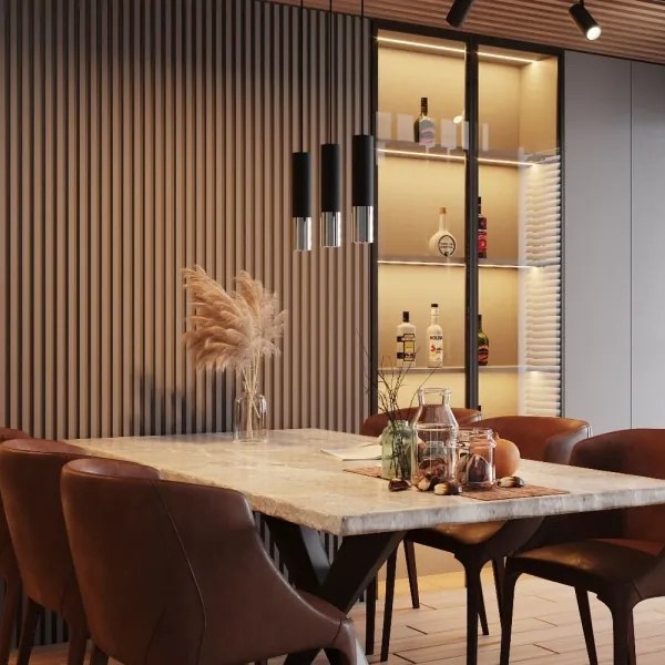 Lustră pe cablu LOOPEZ 2xGU10/40W/230V neagră/crom Sollux SL.0941