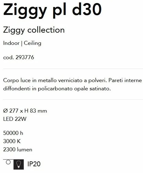Plafoniera LED design modern Ziggy pl d30 alba