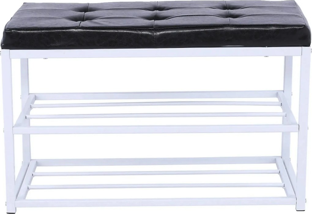 Pantofar LYROS, negru/alb, piele ecologica/metal, 70x35x45 cm