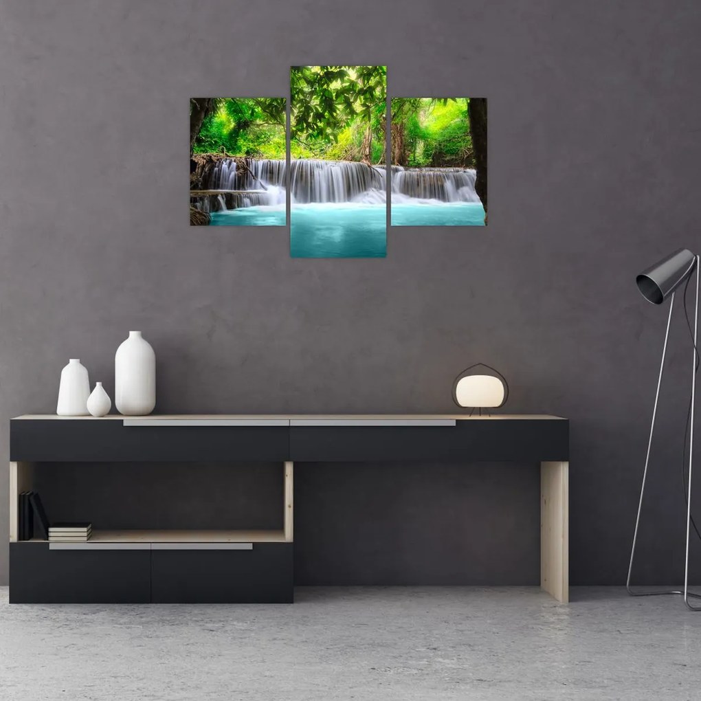 Tablou - Cascadă, turcoaz (90x60 cm)