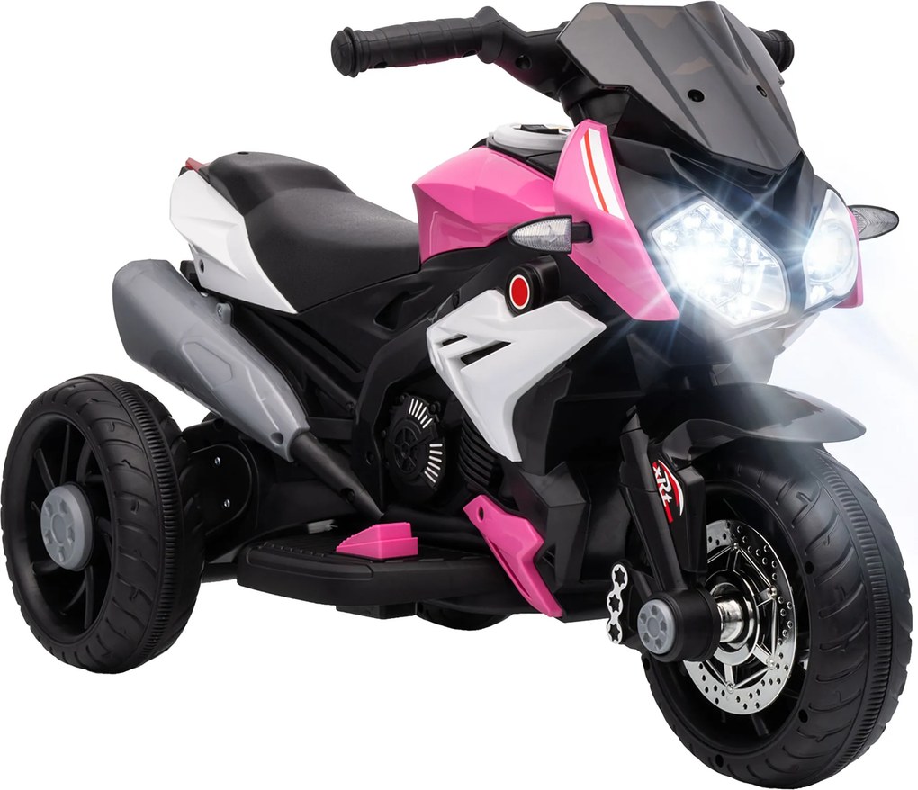 HOMCOM Motocicletă Electrică, 6 V, cu 3 Roți, pentru Copii de 3-5 Ani, Roz | Aosom Romania