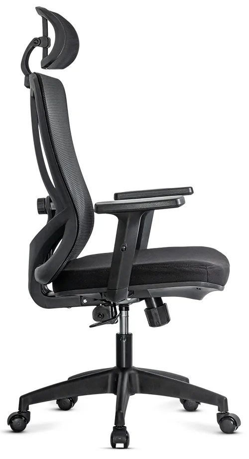 Scaun ergonomic negru cu tetiera, brate si suport lombar reglabile OFF 987