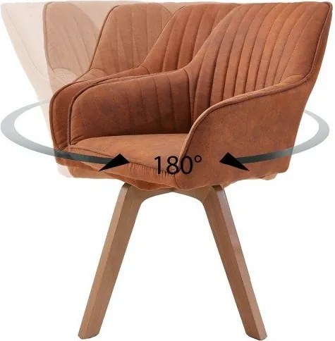 Set de 2 scaune pivotante Livorno microfibra maro vintage