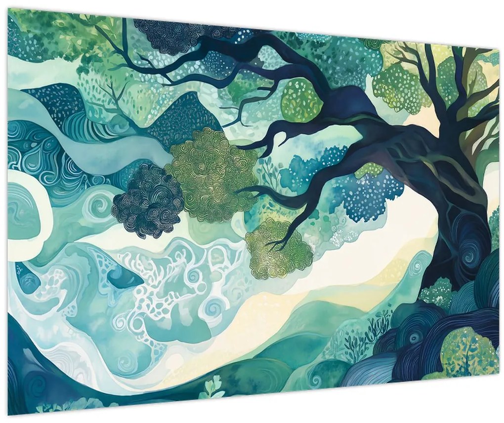 Tablou – Coroană verde a arborelui vieții (90x60 cm)