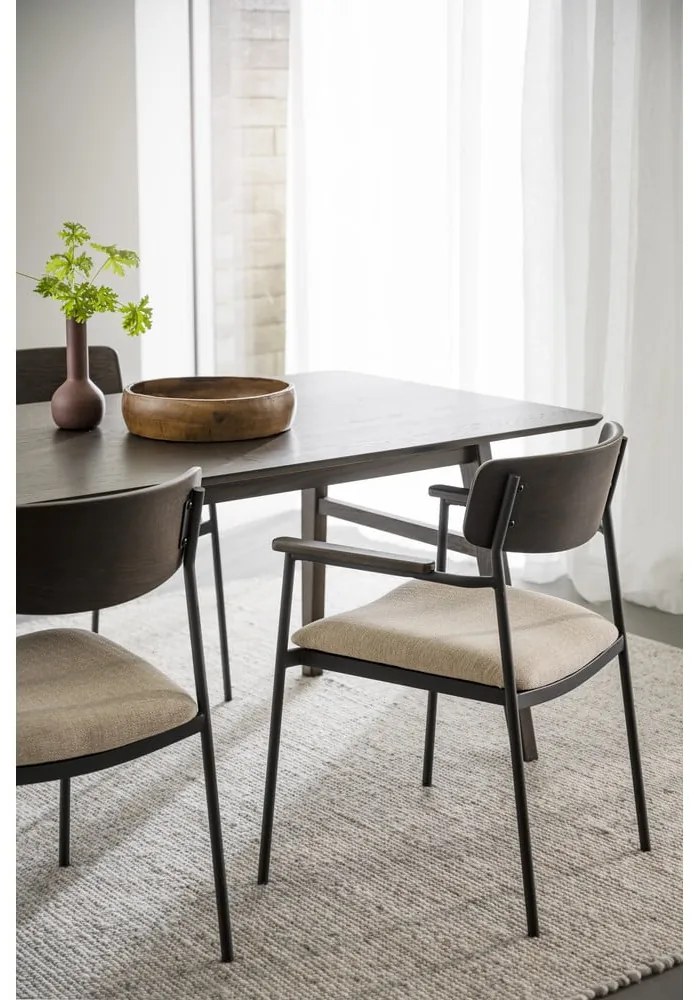 Scaune de dining crem/maro închis 2 buc. Maymont – Rowico