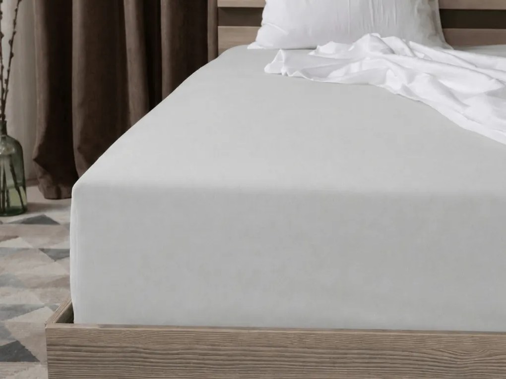 Cearsaf jersey cu lycra argintiu 90 x 200 cm