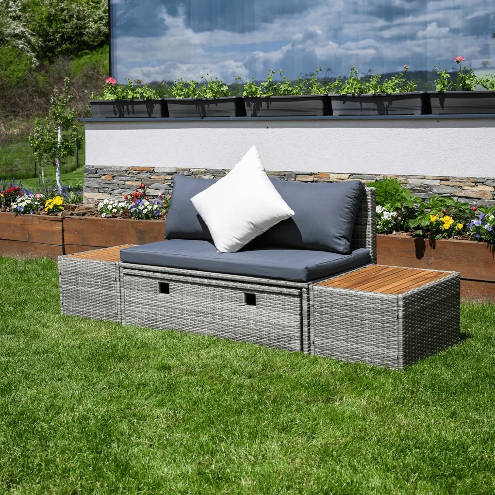 Set rattan de grădină DEBRA, gri/natural/crem