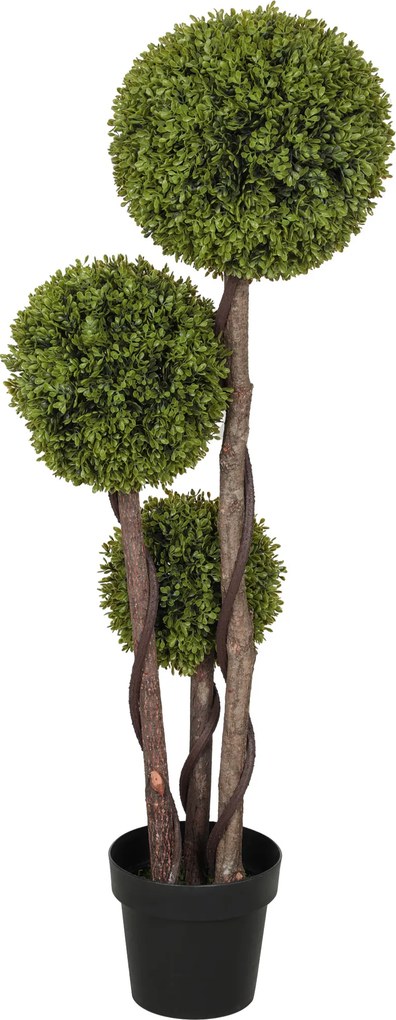 HOMCOM Plantă Artificială de Buxus cu 3 Sfere, Ghiveci Inclus și Bază Întărită, Ø19,5x115 cm, Verde | Aosom Romania