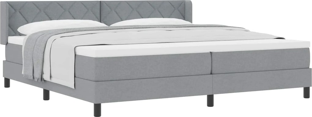 vidaXL Pat cu arcuri cu saltea Gri deschis 200 x 200 cm țesătură