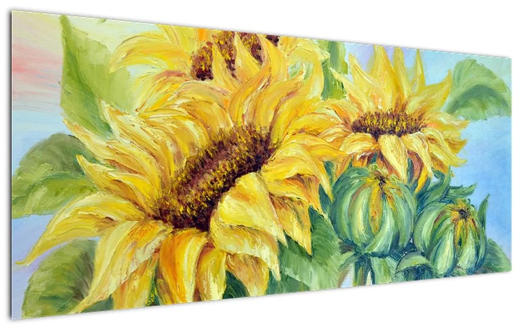 Tablou - Floarea soarelui înflorită (120x50 cm)