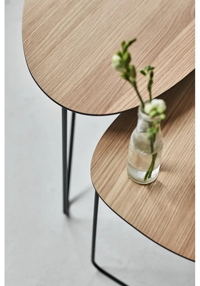 Măsuță de cafea în culoare naturală din metal 37x44 cm Curve M Wood – LIND DNA