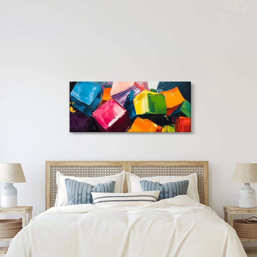 Tablou - Cuburi colorate (120x50 cm)