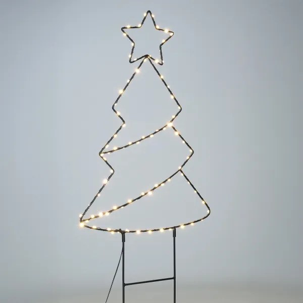 Brilagi - Pom de Crăciun luminos pentru exterior, LED, alimentare 3xAA, IP44, 68x29 cm