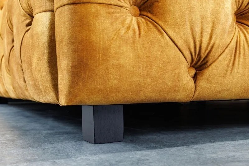 Pat dublu tapitat design modern Paris 180x200cm, galben mustar