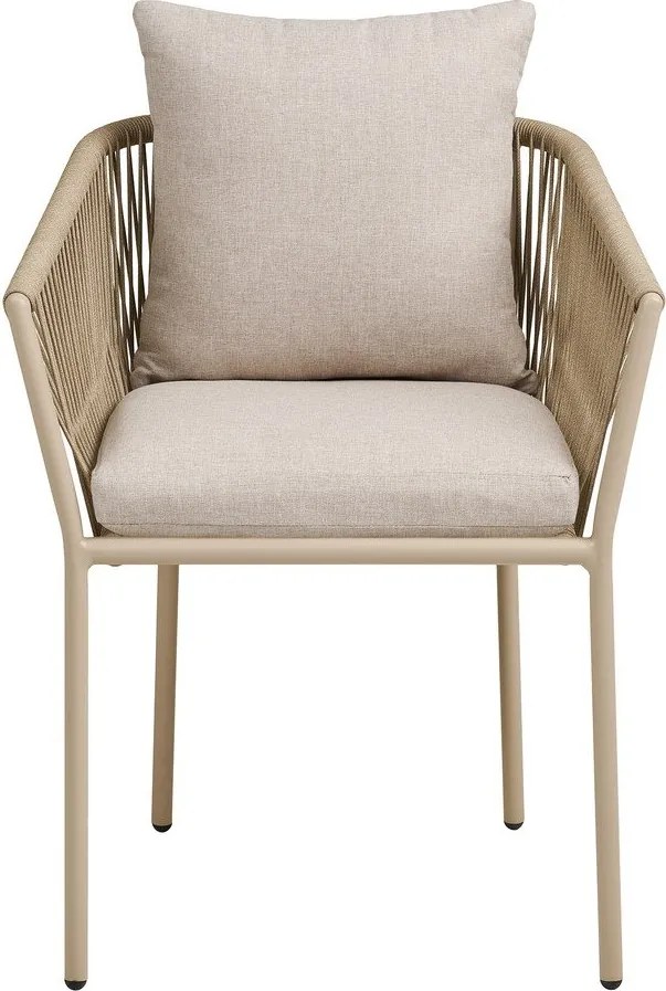 Scaun de grădină bej din metal/capitonat Salerno – House Nordic