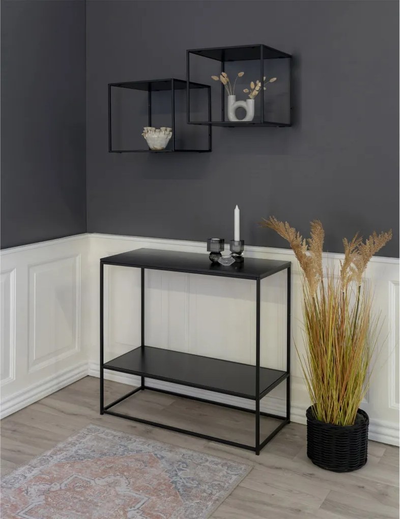 Raft de perete Vita, negru, cadru negru 36x36x36 cm