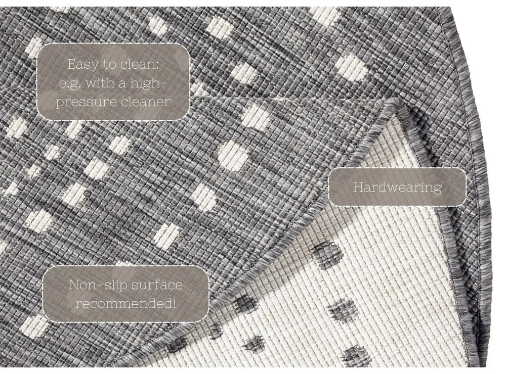Covor adecvat pentru exterior NORTHRUGS Bali, Ø 200 cm, gri