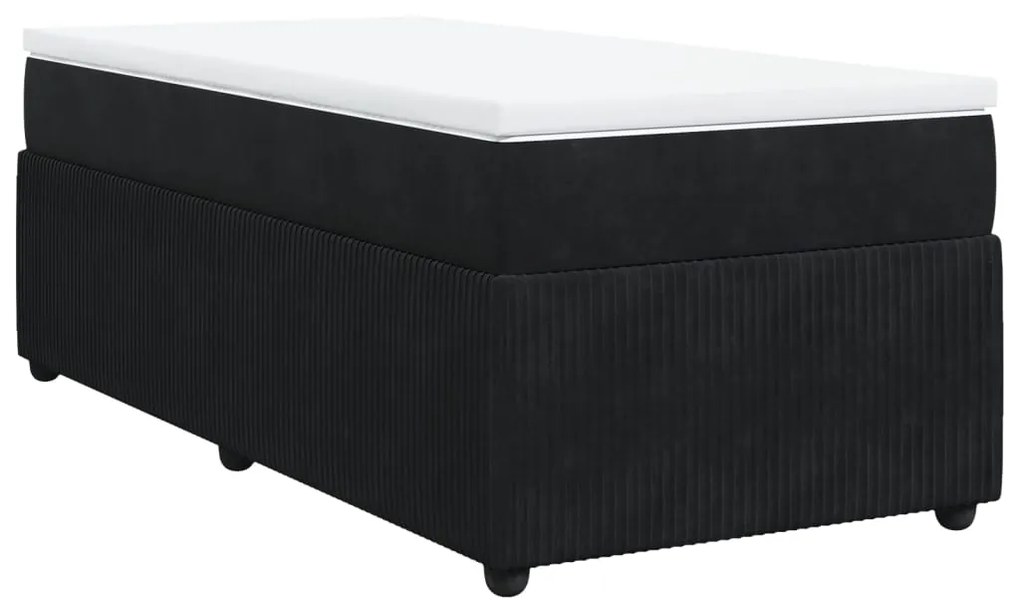 3285610 vidaXL Pat box spring cu saltea, negru, 90x190 cm, catifea